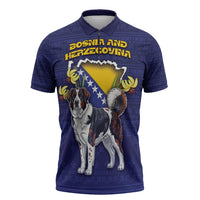 Personalized Bosnia And Herzegovina Zipper Polo Shirt The Tornjak With Lilium Bosniacum - Wonder Print Shop