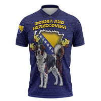 Personalized Bosnia And Herzegovina Zipper Polo Shirt The Tornjak With Lilium Bosniacum - Wonder Print Shop