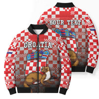 Personalized Croatia Bomber Puffer Jacket Kuna Zlatica With Symbol - Wonder Print Shop