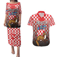 Personalized Croatia Couples Matching Puletasi and Hawaiian Shirt Kuna Zlatica With Symbol - Wonder Print Shop