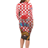 Personalized Croatia Family Matching Long Sleeve Bodycon Dress and Hawaiian Shirt Kuna Zlatica With Symbol - Wonder Print Shop