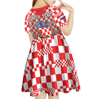 Personalized Croatia Kid Short Sleeve Dress Kuna Zlatica With Symbol - Wonder Print Shop