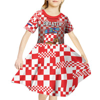 Personalized Croatia Kid Short Sleeve Dress Kuna Zlatica With Symbol - Wonder Print Shop