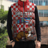 Personalized Croatia Sleeveless Puffer Jacket Kuna Zlatica With Symbol - Wonder Print Shop