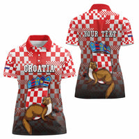Personalized Croatia Women Polo Shirt Kuna Zlatica With Symbol - Wonder Print Shop