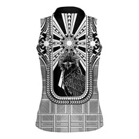 Mabuhay Philippines Festival Women Sleeveless Polo Shirt Philippine Eagle Sun Three Stars Barong Pattern
