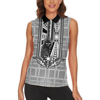 Mabuhay Philippines Festival Women Sleeveless Polo Shirt Philippine Eagle Sun Three Stars Barong Pattern
