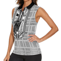 Mabuhay Philippines Festival Women Sleeveless Polo Shirt Philippine Eagle Sun Three Stars Barong Pattern