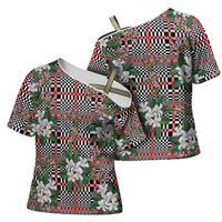 Red Binakol Motifs With Jasminum Sambac Cross Shoulder Shirt Mabuhay Philippines Festival