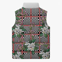 Red Binakol Motifs With Jasminum Sambac Sleeveless Puffer Jacket Mabuhay Philippines Festival