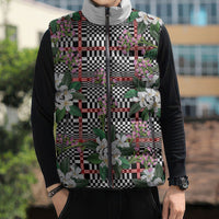 Red Binakol Motifs With Jasminum Sambac Sleeveless Puffer Jacket Mabuhay Philippines Festival