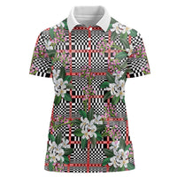 Red Binakol Motifs With Jasminum Sambac Women Polo Shirt Mabuhay Philippines Festival