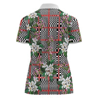 Red Binakol Motifs With Jasminum Sambac Women Polo Shirt Mabuhay Philippines Festival