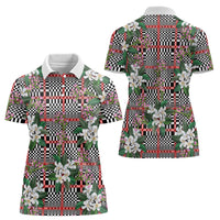 Red Binakol Motifs With Jasminum Sambac Women Polo Shirt Mabuhay Philippines Festival