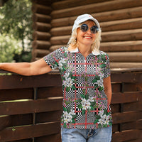 Red Binakol Motifs With Jasminum Sambac Women Polo Shirt Mabuhay Philippines Festival