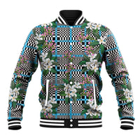 Blue Binakol Motifs With Jasminum Sambac Baseball Jacket Mabuhay Philippines Festival