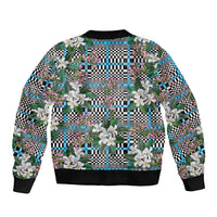 Blue Binakol Motifs With Jasminum Sambac Bomber Jacket Mabuhay Philippines Festival