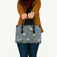 Blue Binakol Motifs With Jasminum Sambac Leather Bag Mabuhay Philippines Festival