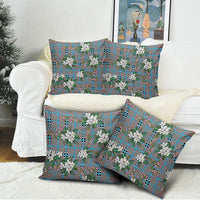 Blue Binakol Motifs With Jasminum Sambac Pillow Cover Mabuhay Philippines Festival