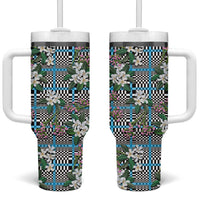 Blue Binakol Motifs With Jasminum Sambac Tumbler With Handle Mabuhay Philippines Festival