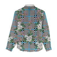 Blue Binakol Motifs With Jasminum Sambac Women Casual Shirt Mabuhay Philippines Festival
