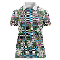 Blue Binakol Motifs With Jasminum Sambac Women Polo Shirt Mabuhay Philippines Festival