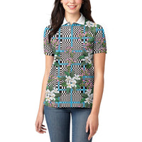 Blue Binakol Motifs With Jasminum Sambac Women Polo Shirt Mabuhay Philippines Festival
