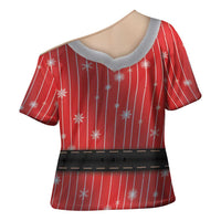 Christmas Costume Cross Shoulder Shirt Sexy Mrs Claus - Wonder Print Shop