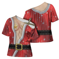 Christmas Costume Cross Shoulder Shirt Sexy Mrs Claus - Wonder Print Shop