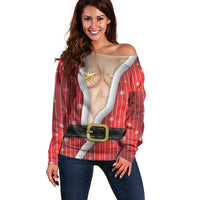 Christmas Costume Off Shoulder Sweater Sexy Mrs Claus - Wonder Print Shop
