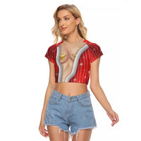 Christmas Costume Raglan Cropped T Shirt Sexy Mrs Claus - Wonder Print Shop