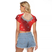 Christmas Costume Raglan Cropped T Shirt Sexy Mrs Claus - Wonder Print Shop