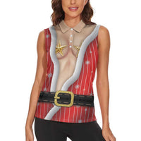 Christmas Costume Women Sleeveless Polo Shirt Sexy Mrs Claus - Wonder Print Shop