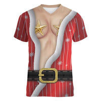 Christmas Costume Women V-Neck T-Shirt Sexy Mrs Claus - Wonder Print Shop