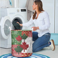 Canada Christmas Laundry Basket Maple Leaves Patchwork Style - Wonder Print Shop