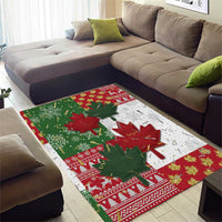 Canada Christmas Area Rug Maple Leaves Patchwork Style - Wonder Print Shop