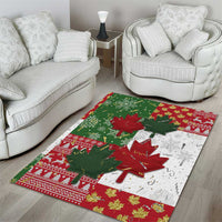 Canada Christmas Area Rug Maple Leaves Patchwork Style - Wonder Print Shop