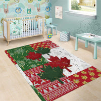 Canada Christmas Area Rug Maple Leaves Patchwork Style - Wonder Print Shop
