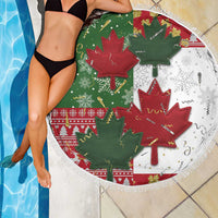 Canada Christmas Beach Blanket Maple Leaves Patchwork Style - Wonder Print Shop