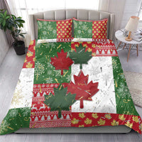 Canada Christmas Bedding Set Maple Leaves Patchwork Style - Wonder Print Shop