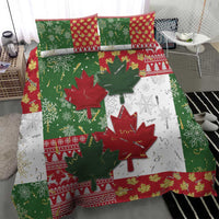 Canada Christmas Bedding Set Maple Leaves Patchwork Style - Wonder Print Shop