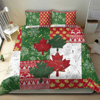 Canada Christmas Bedding Set Maple Leaves Patchwork Style - Wonder Print Shop