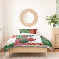Canada Christmas Bedding Set Maple Leaves Patchwork Style - Wonder Print Shop