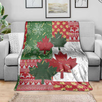 Canada Christmas Blanket Maple Leaves Patchwork Style - Wonder Print Shop