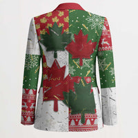 Canada Christmas Blazer Maple Leaves Patchwork Style - Wonder Print Shop