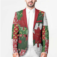 Canada Christmas Blazer Maple Leaves Patchwork Style - Wonder Print Shop