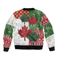 Canada Christmas Bomber Jacket Maple Leaves Patchwork Style - Wonder Print Shop