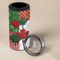Canada Christmas 4 in 1 Can Cooler Tumbler Maple Leaves Patchwork Style - Wonder Print Shop