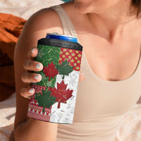 Canada Christmas 4 in 1 Can Cooler Tumbler Maple Leaves Patchwork Style - Wonder Print Shop