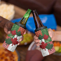 Canada Christmas 4 in 1 Can Cooler Tumbler Maple Leaves Patchwork Style - Wonder Print Shop